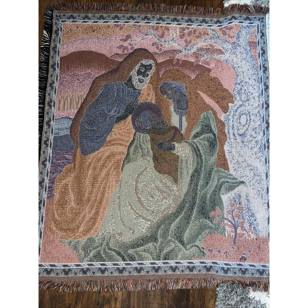 American Weavers Jesus, Mary, & Joseph throw blanket Christmas‎ Scene
